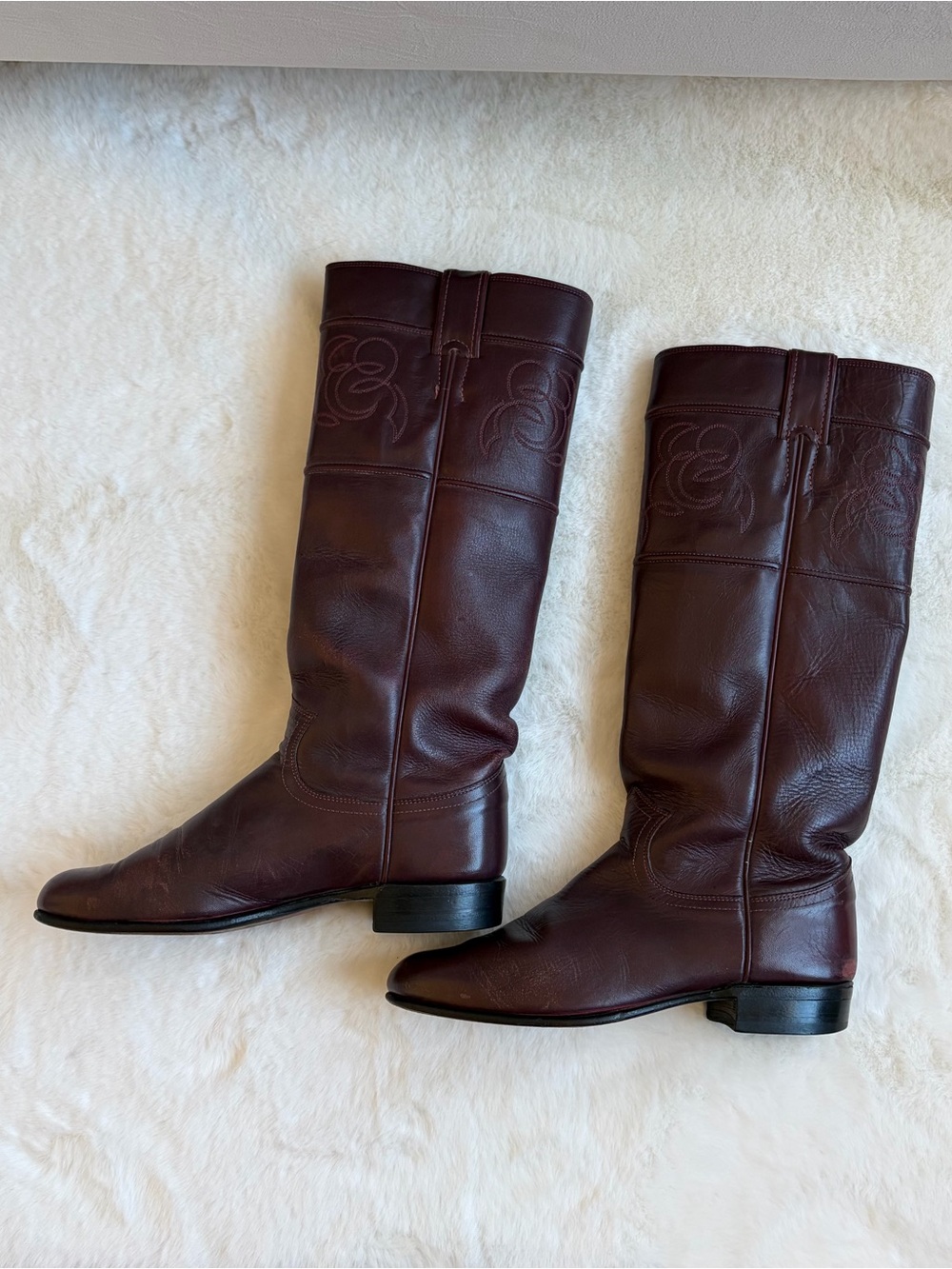 Justin Tall Burgundy Leather Riding Boots | Sz 6